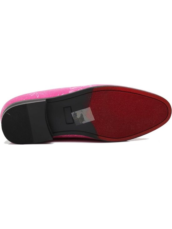 Enzo Romeo Men\'s Pink69 Vintage Velvet Flower Loafer Slip On Tuxedo Shoes